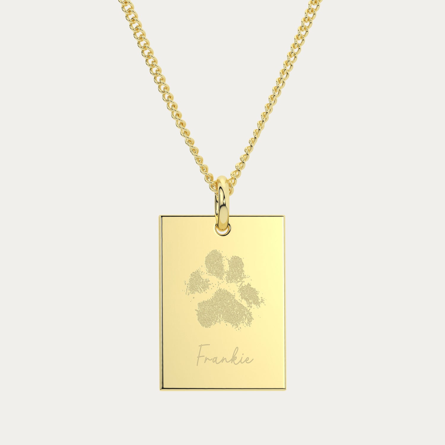 Jessica Rectangle Gold Paw / Nose Print Necklace