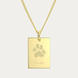 Jessica Rectangle Gold Paw / Nose Print Necklace