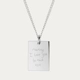 Jessica Rectangle Silver Actual Handwriting Necklace