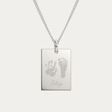 Jessica Rectangle Silver Handprint / Footprint Necklace