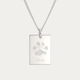 Jessica Rectangle Silver Paw / Nose Print Necklace