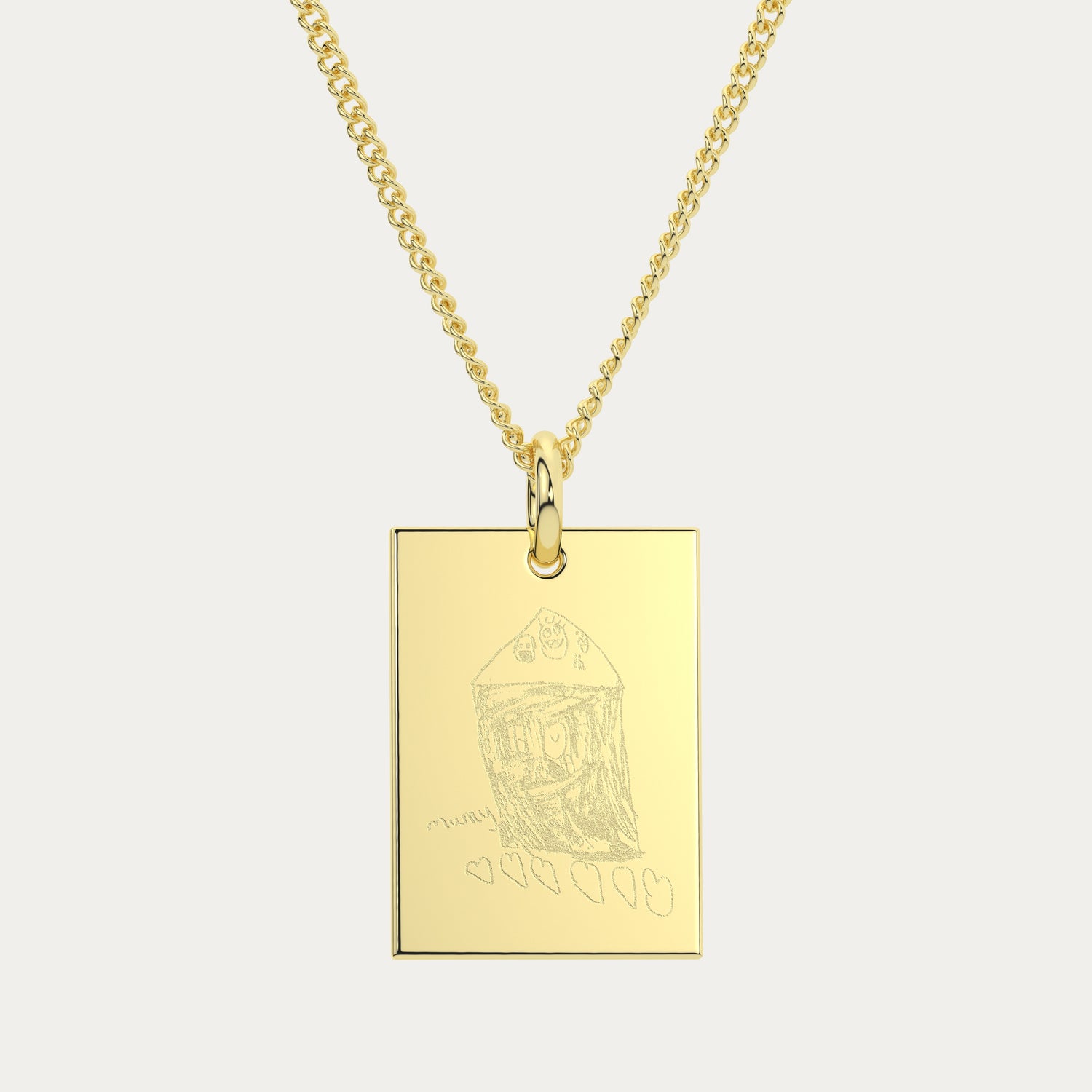 Jessica Rectangle Gold Child's Drawing Necklace