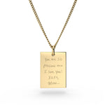 Jessica Rectangle Gold Actual Handwriting Necklace [engraver]