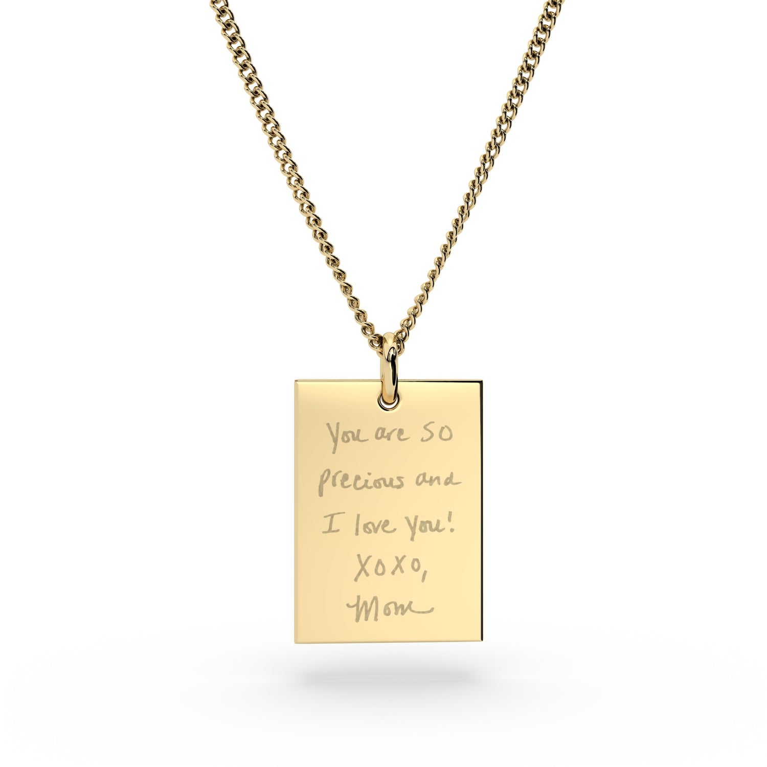 Jessica Rectangle Gold Actual Handwriting Necklace [engraver]