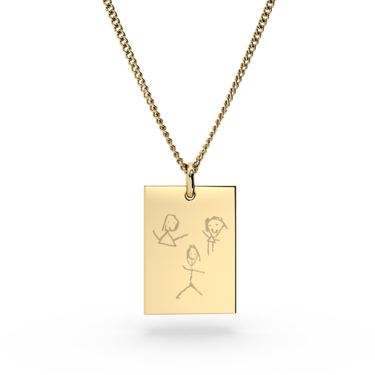 Jessica Rectangle Gold Child's Drawing Necklace [engraver]