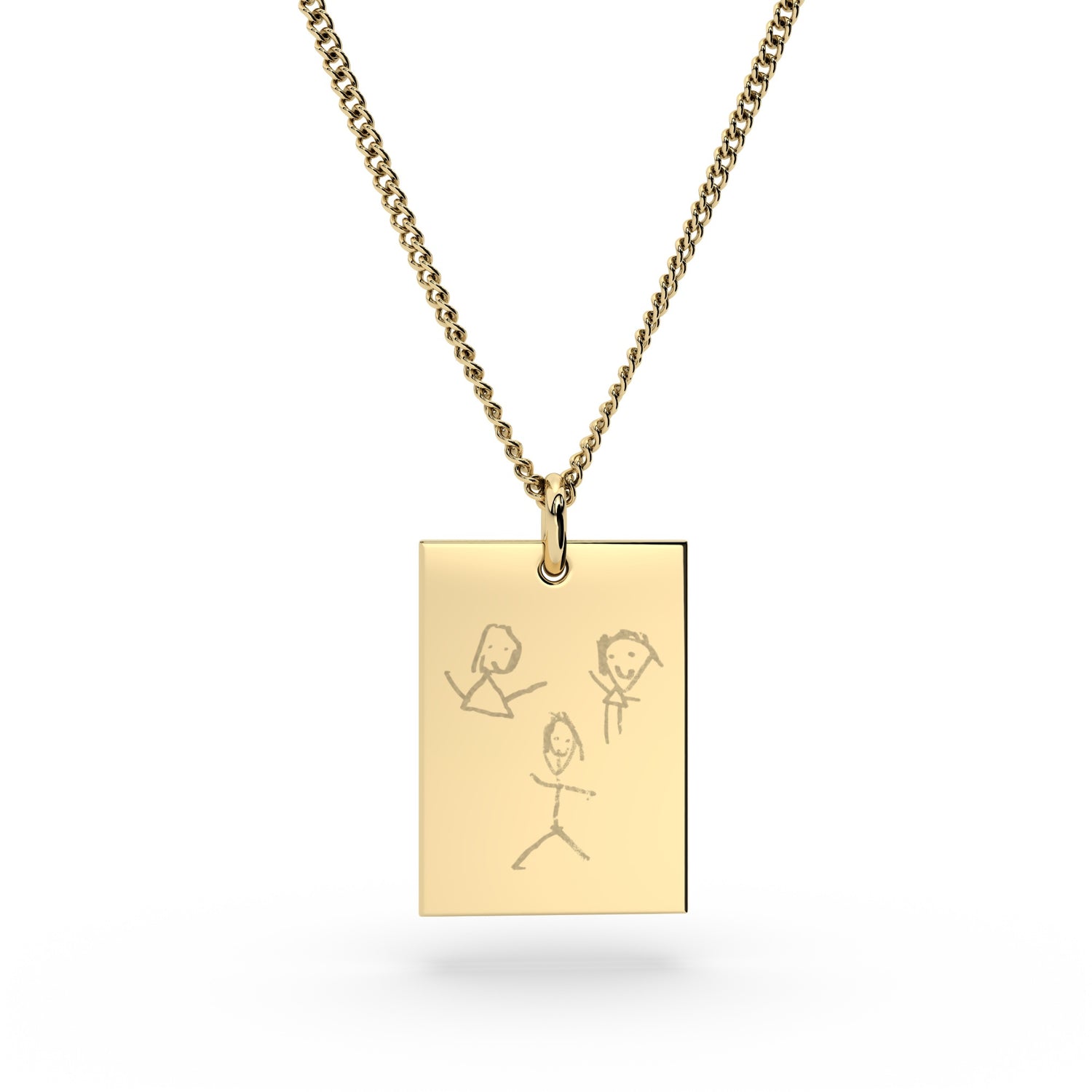 Jessica Rectangle Gold Child's Drawing Necklace [engraver]