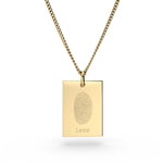 Jessica Rectangle Gold Fingerprint Necklace [engraver]