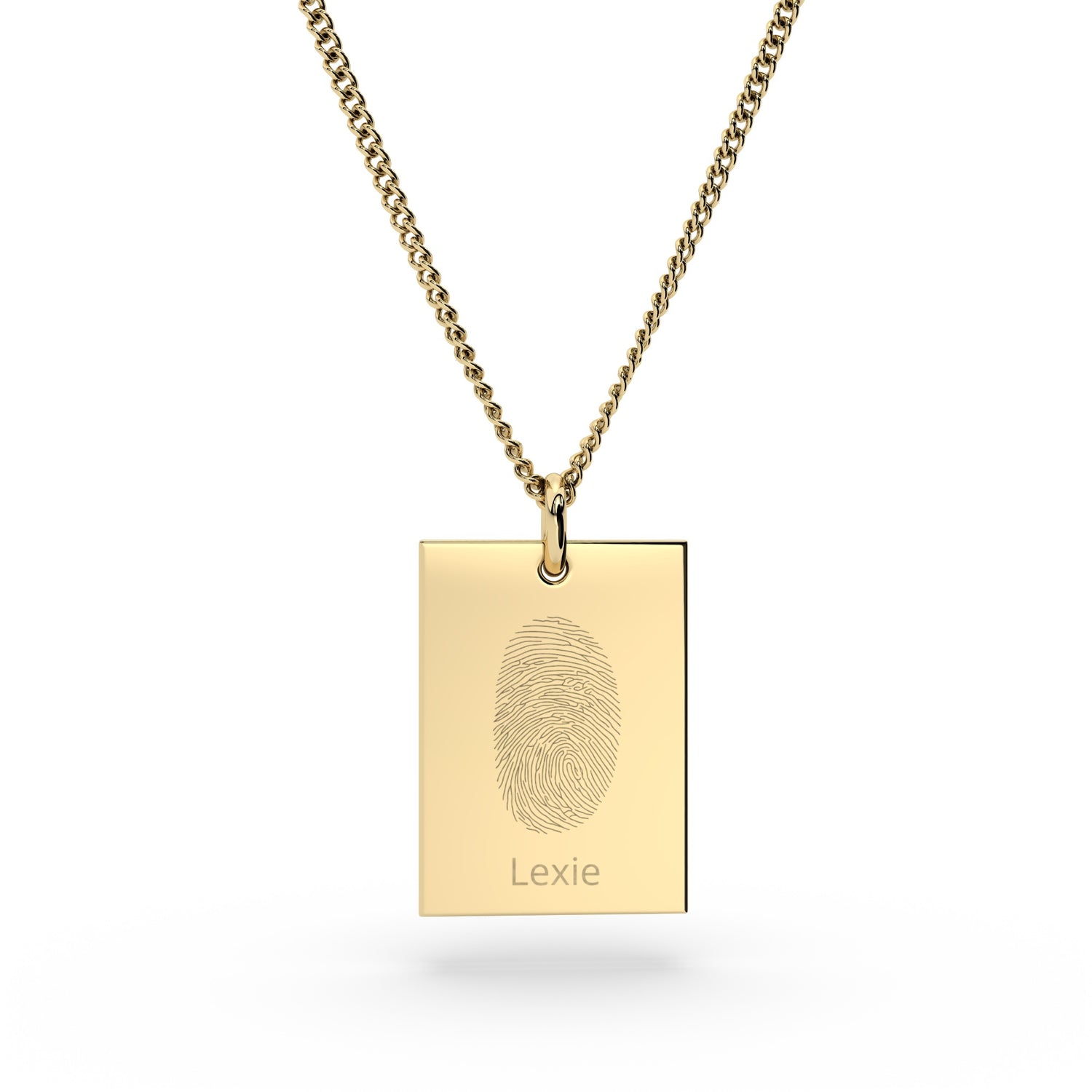 Jessica Rectangle Gold Fingerprint Necklace [engraver]