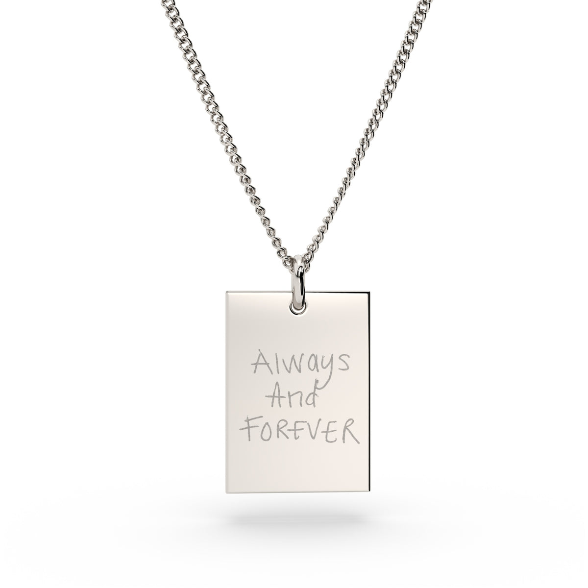 Jessica Rectangle Silver Actual Handwriting Necklace [engraver]