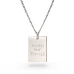 Jessica Rectangle Silver Actual Handwriting Necklace [engraver]
