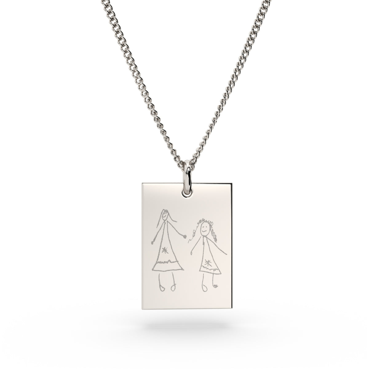 Jessica Rectangle Silver Child's Drawing Necklace [engraver]