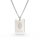 Jessica Rectangle Silver Fingerprint Necklace [engraver]