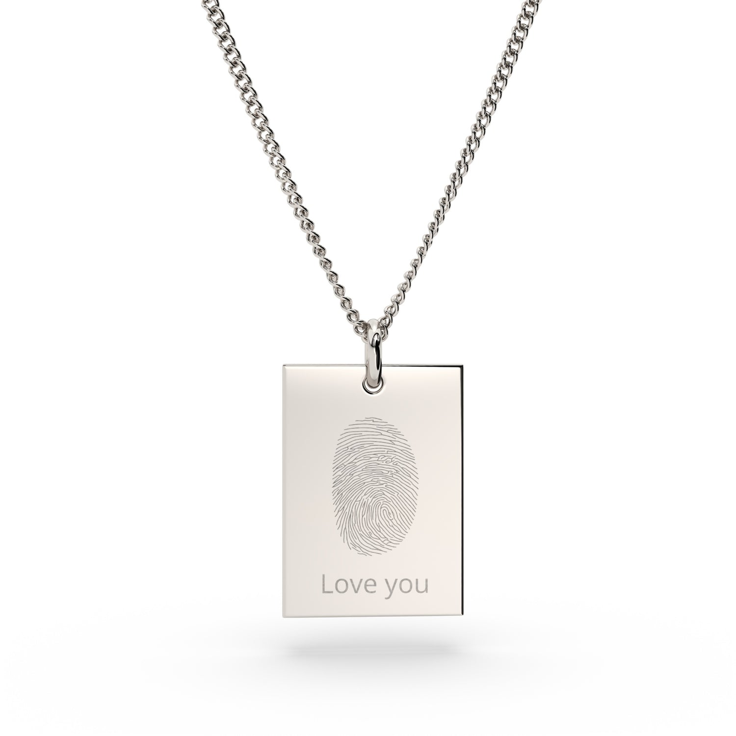 Jessica Rectangle Silver Fingerprint Necklace [engraver]