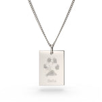 Jessica Rectangle Silver Paw / Nose Print Necklace [engraver]