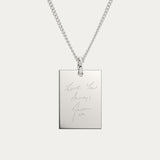 Jessica Rectangle Silver Actual Handwriting Necklace