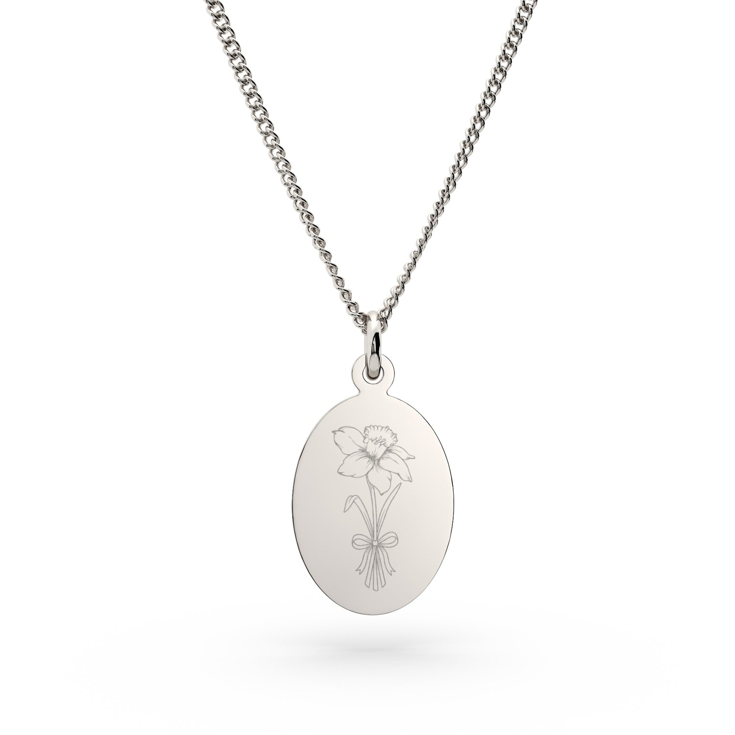 Lisa Oval Birth Flower Necklace [engraver]