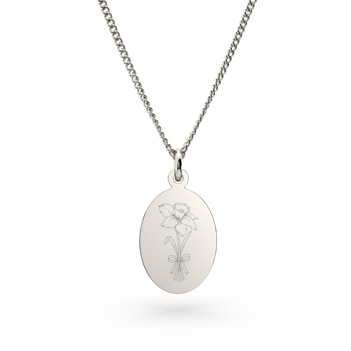 Lisa Oval Birth Flower Necklace [engraver]