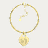 Lucy Heart Gold Handprint / Footprint Bead Bracelet