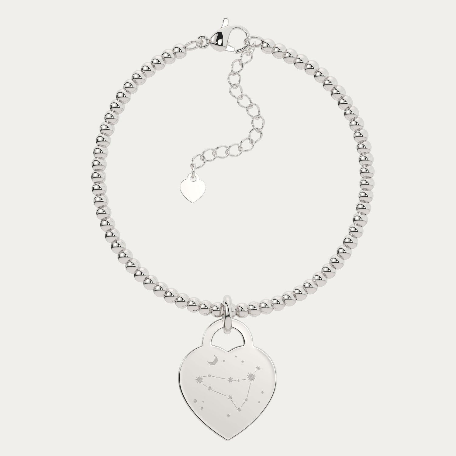 Lucy Heart Silver Zodiac Constellation Bead Bracelet