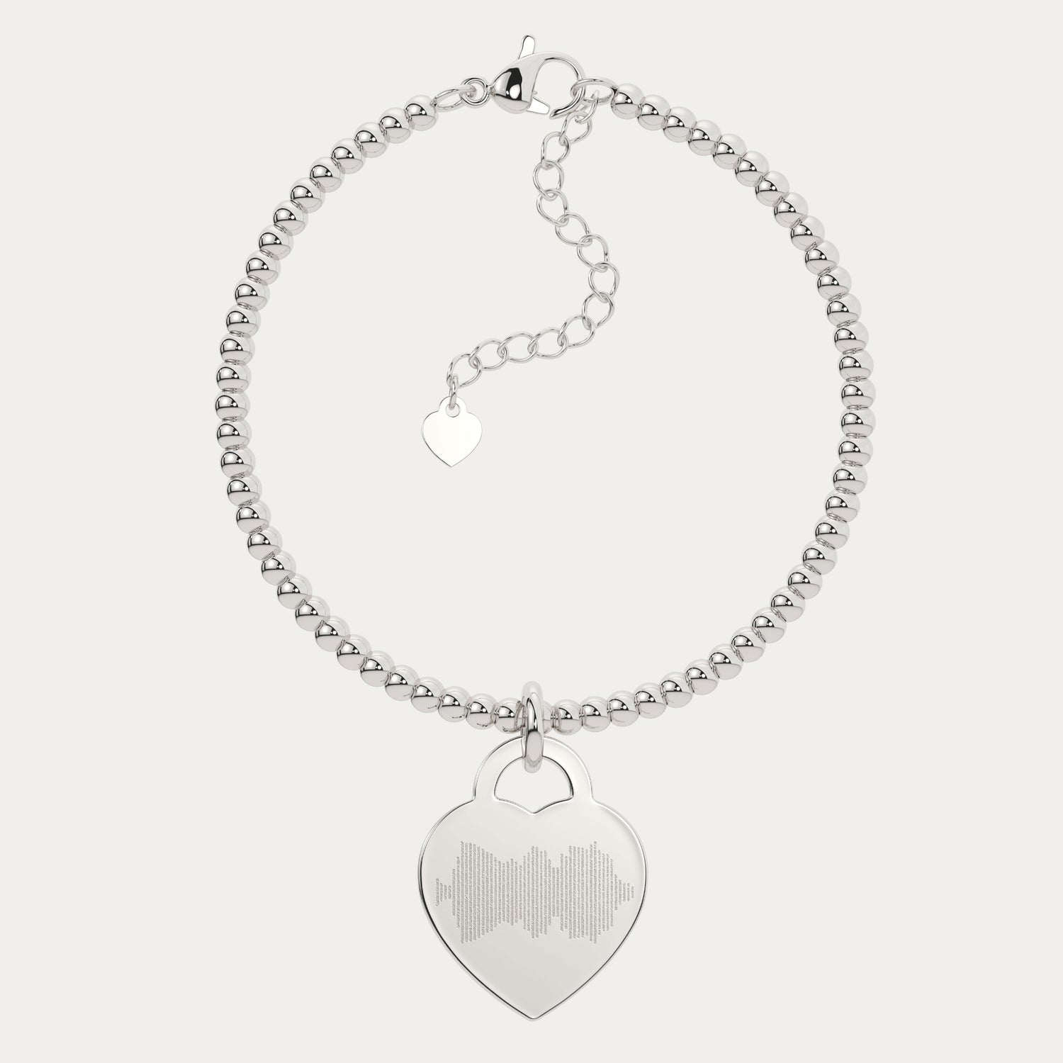 Lucy Heart Silver Soundwave Bead Bracelet