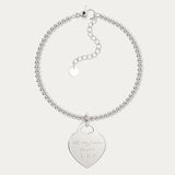 Lucy Heart Silver Actual Handwriting Bead Bracelet