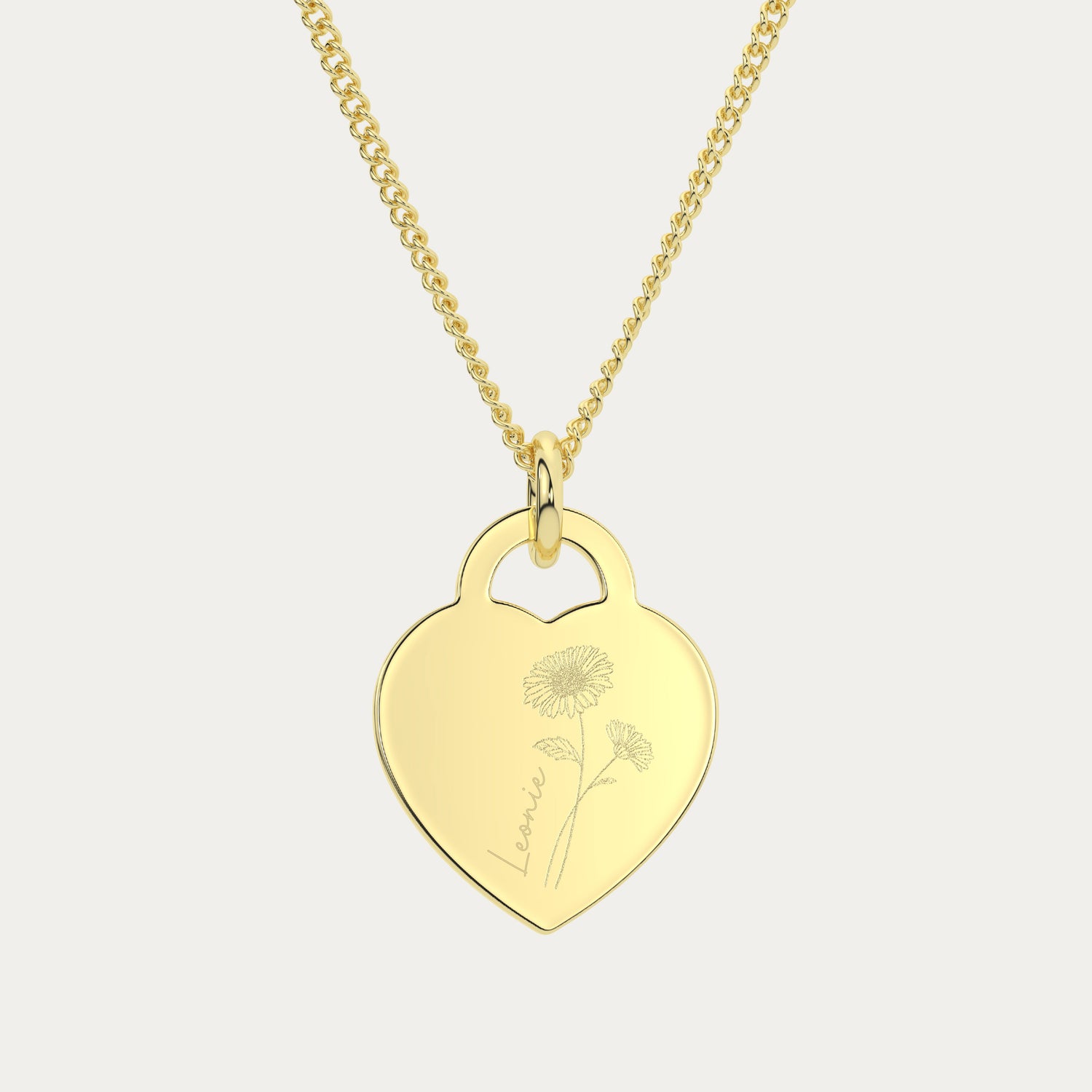 Lucy Heart Gold Birth Flower Necklace