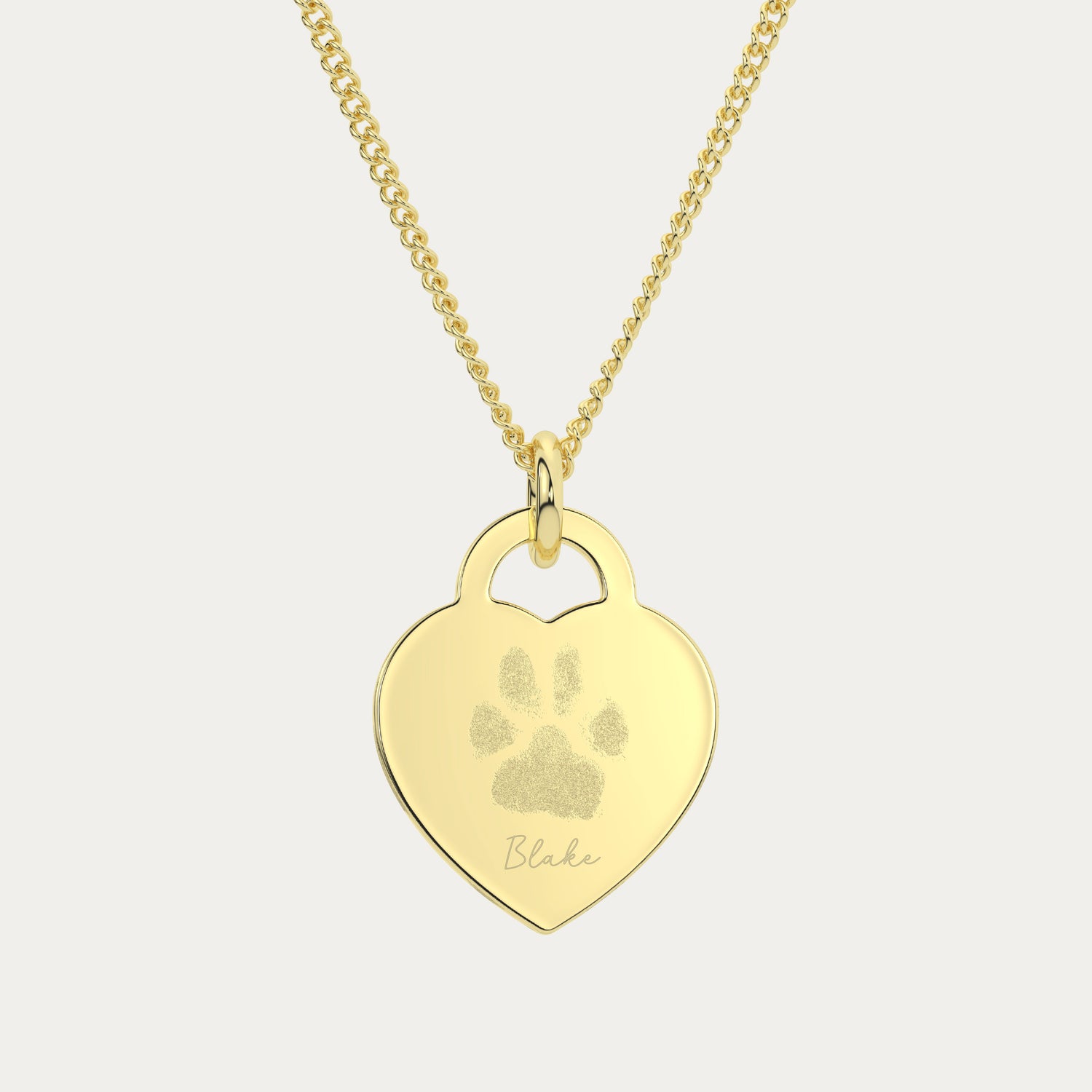 Lucy Heart Gold Paw / Nose Print Necklace