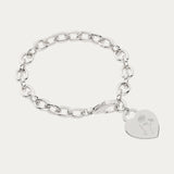 Lucy Heart Silver Birth Flower Link Bracelet