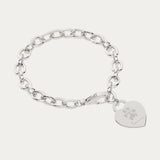 Lucy Heart Silver Paw / Nose Print Link Bracelet