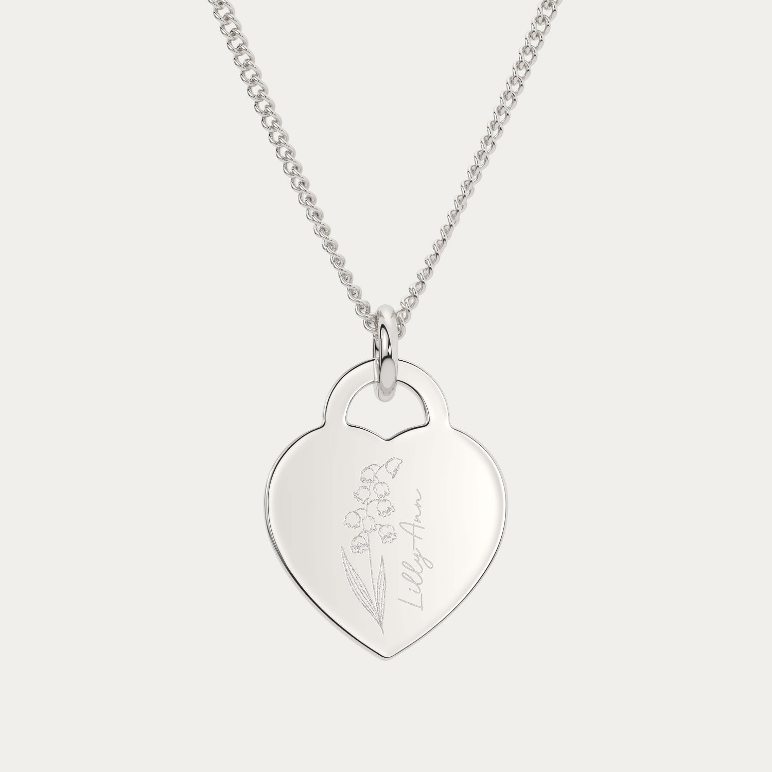 Lucy Heart Silver Birth Flower Necklace