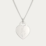 Lucy Heart Silver Birth Flower Necklace