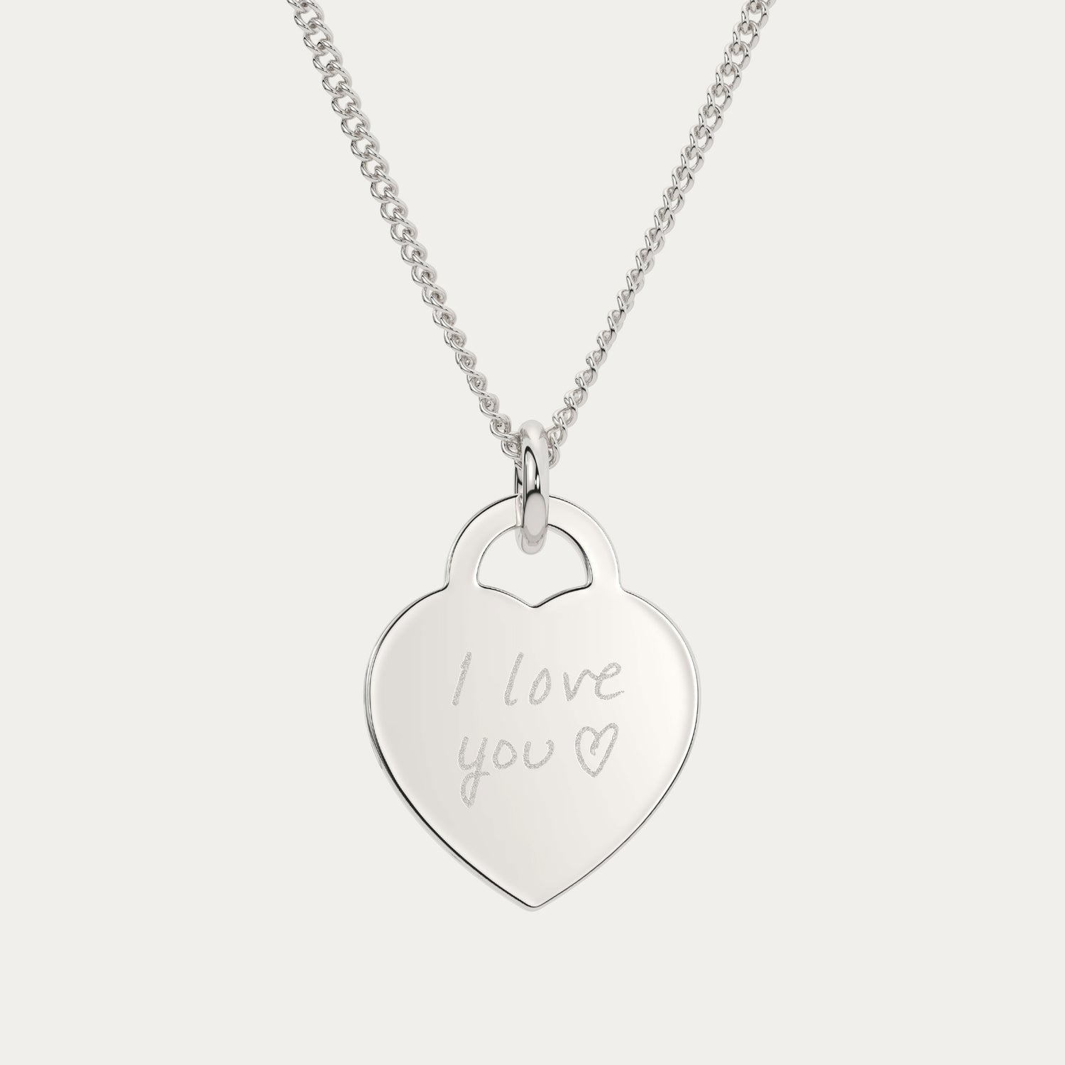 Lucy Heart Silver Actual Handwriting Necklace