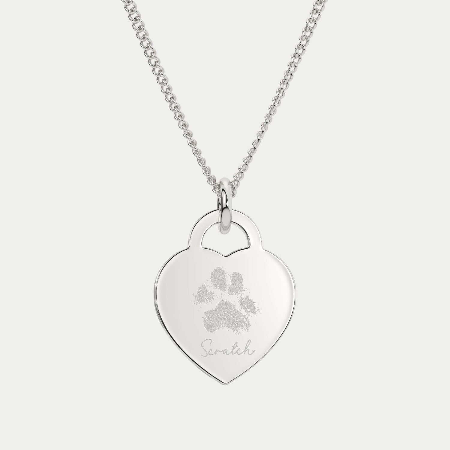 Lucy Heart Silver Paw / Nose Print Necklace
