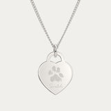 Lucy Heart Silver Paw / Nose Print Necklace