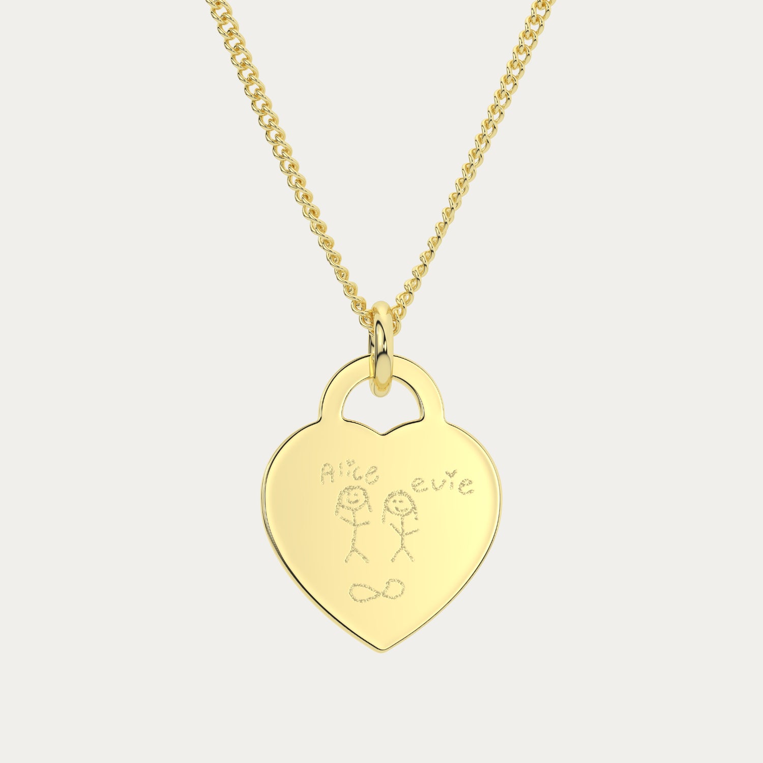 Lucy Heart Gold Child's Drawing Necklace