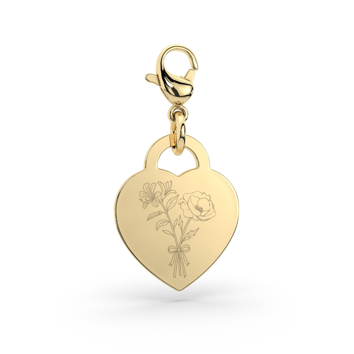Lucy Heart Gold Birth Flower Charm [engraver]