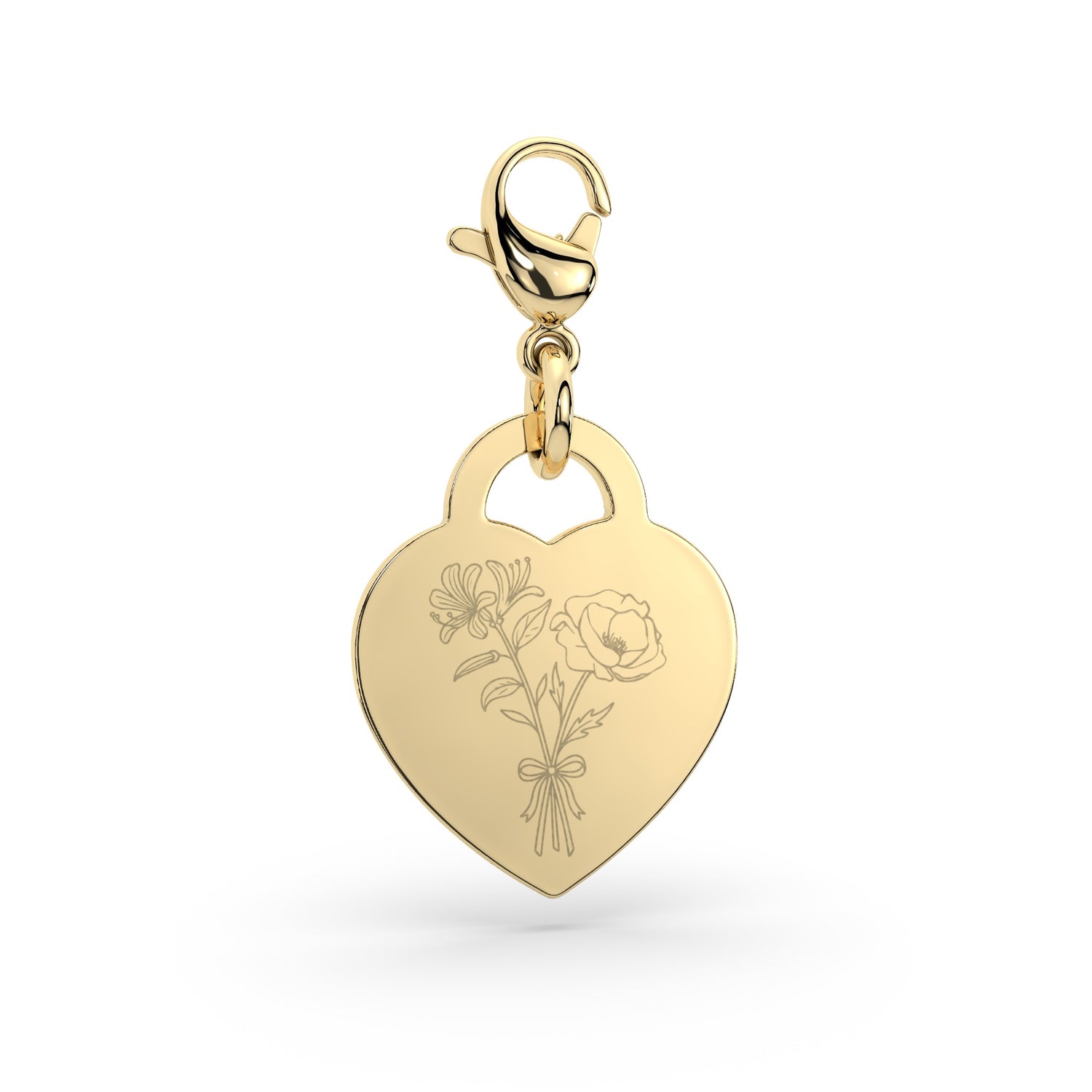 Lucy Heart Gold Birth Flower Charm [engraver]