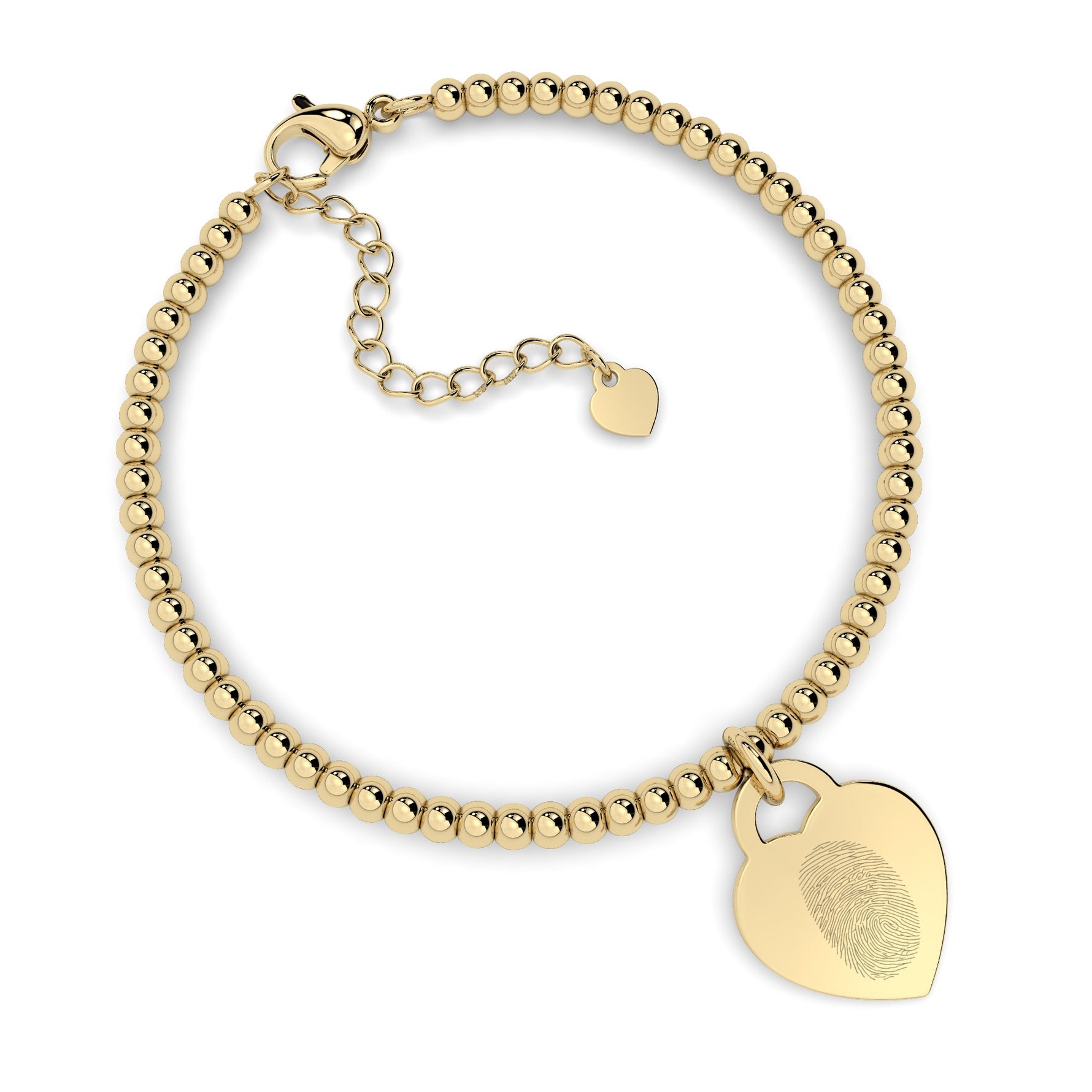 Lucy Heart Gold Fingerprint Bead Bracelet [engraver]