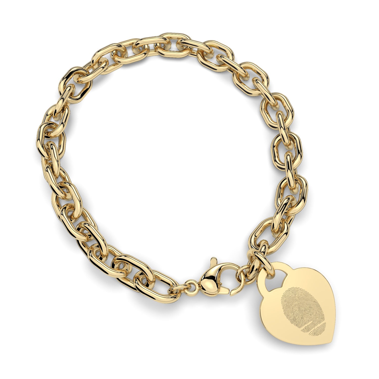 Lucy Heart Gold Fingerprint Link Bracelet [engraver]