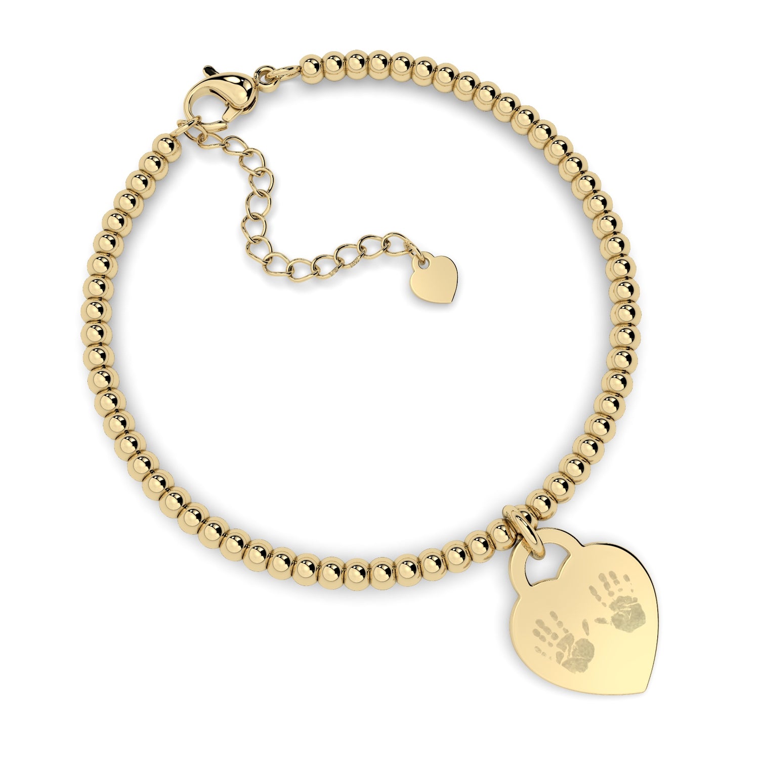 Lucy Heart Gold Handprint / Footprint Bead Bracelet [engraver]