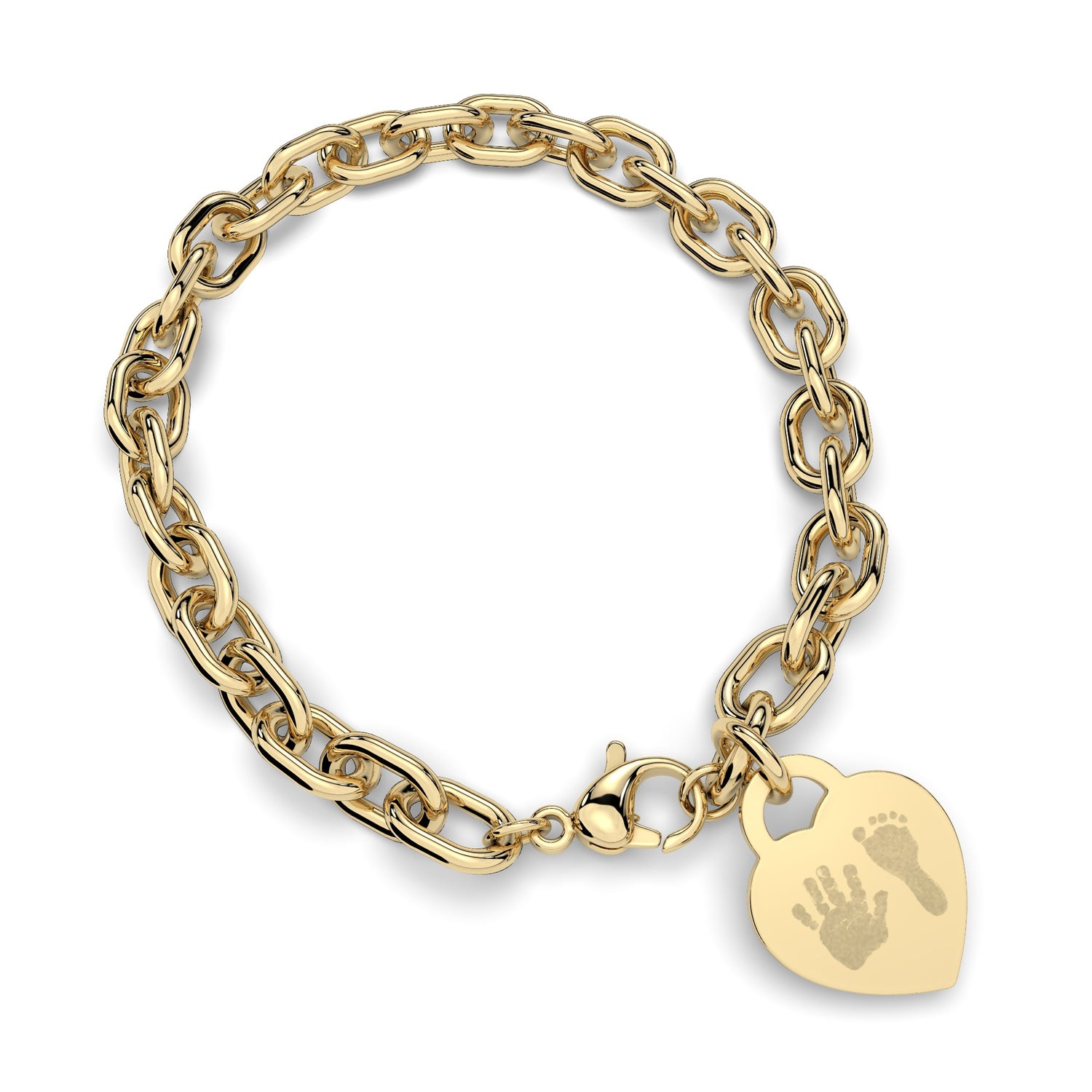 Lucy Heart Gold Handprint / Footprint Link Bracelet [engraver]