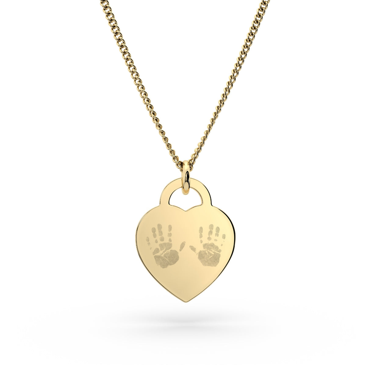 Lucy Heart Gold Handprint / Footprint Necklace [engraver]