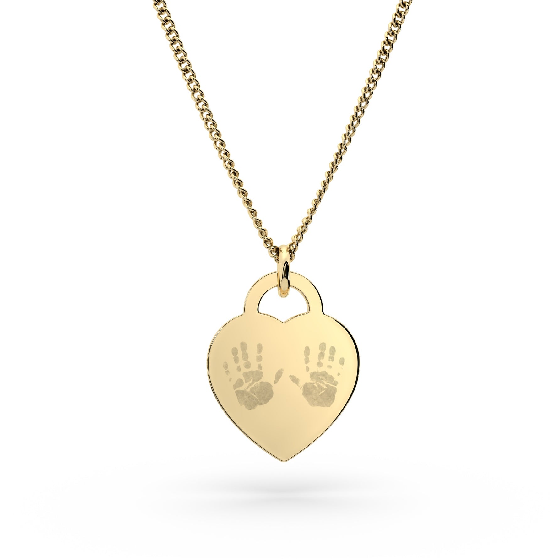 Lucy Heart Gold Handprint / Footprint Necklace [engraver]