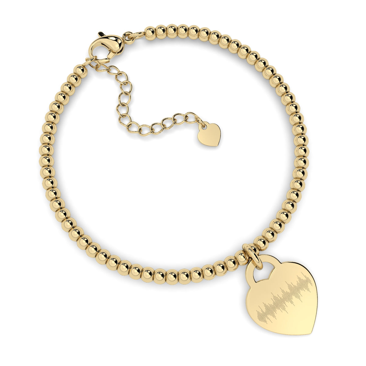 Lucy Heart Gold Soundwave Bead Bracelet [engraver]