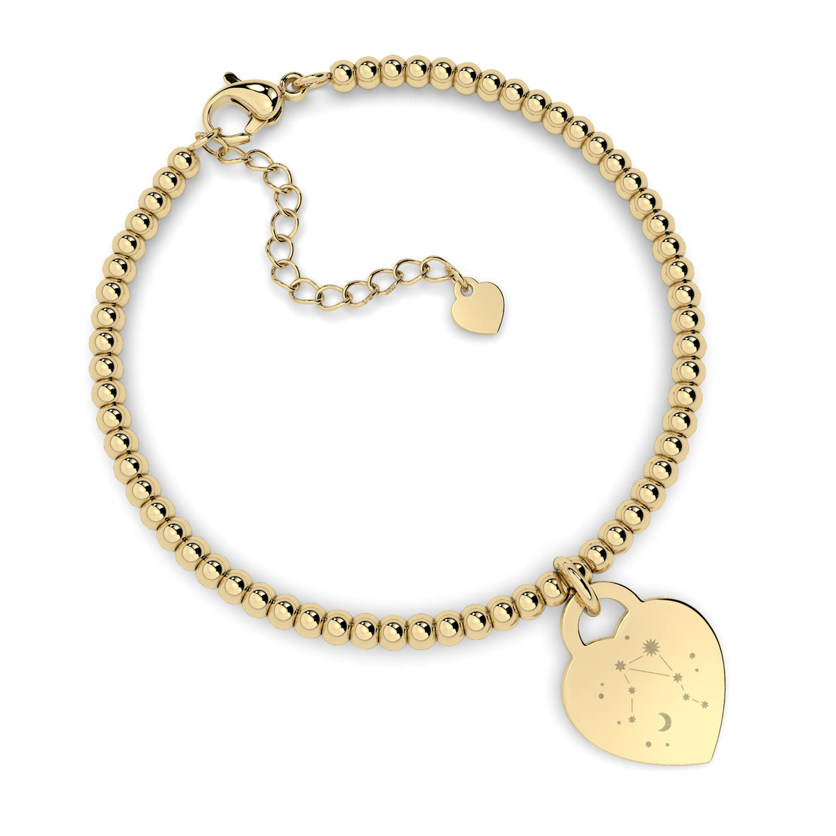 Lucy Heart Gold Zodiac Constellation Bead Bracelet [engraver]