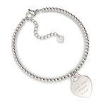 Lucy Heart Silver Actual Handwriting Bead Bracelet [engraver]