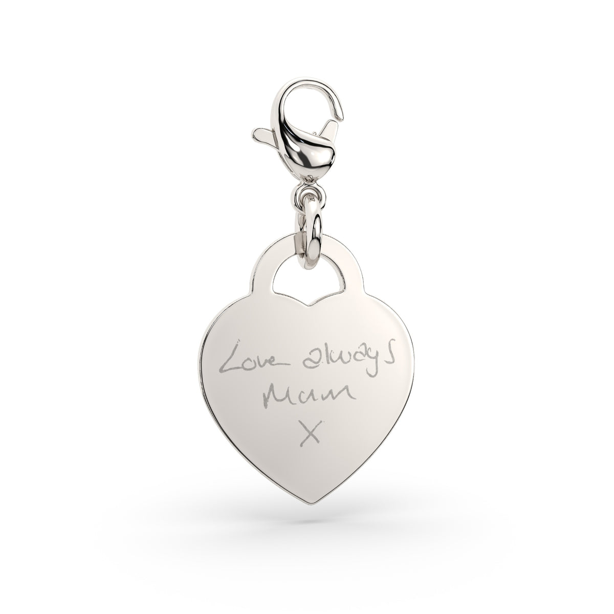 Lucy Heart Silver Actual Handwriting Charm [engraver]