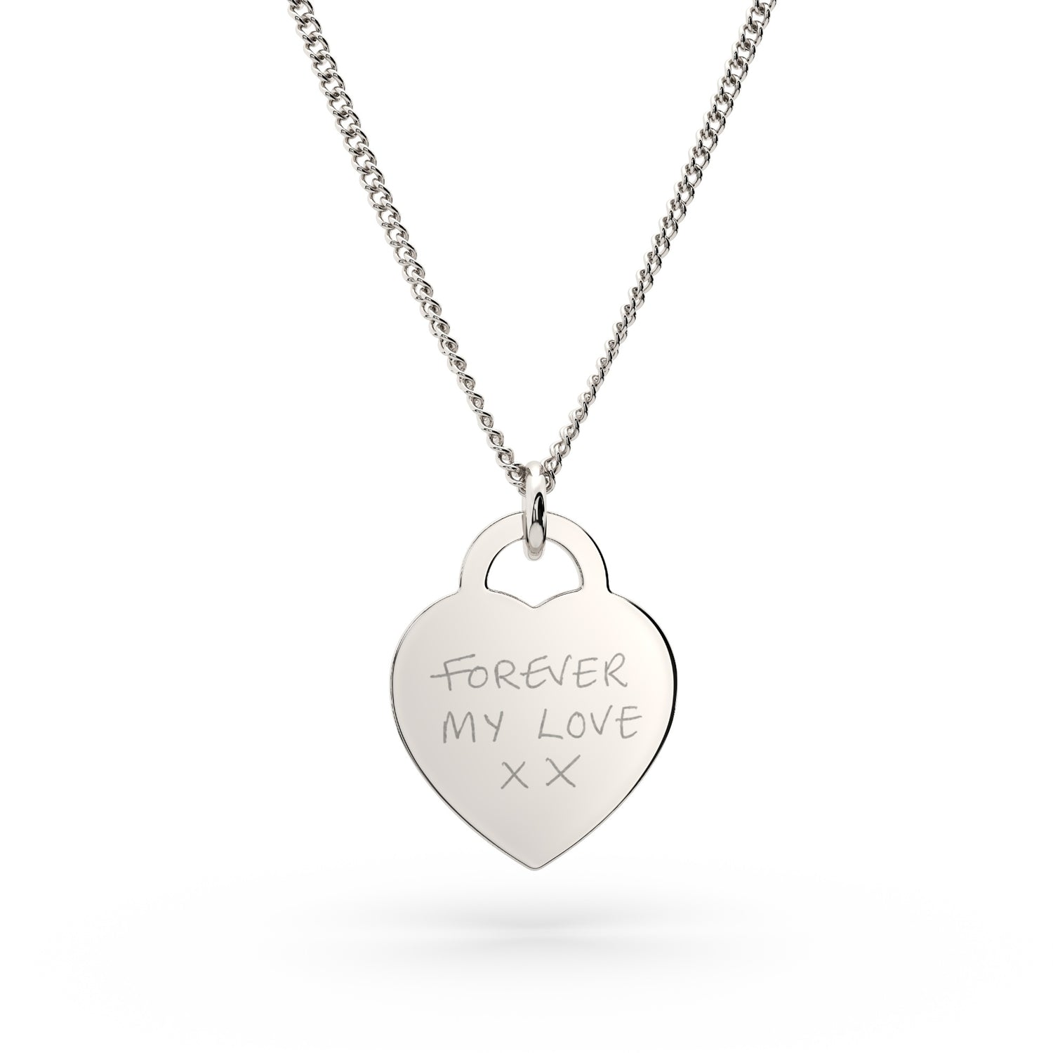 Lucy Heart Silver Actual Handwriting Necklace [engraver]
