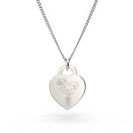 Lucy Heart Silver Birth Flower Necklace [engraver]