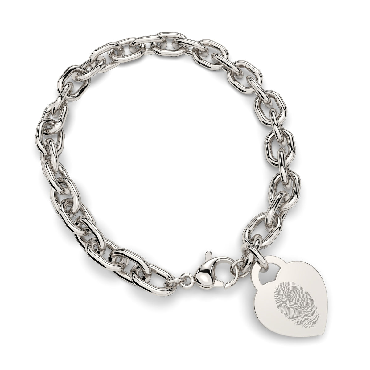 Lucy Heart Silver Fingerprint Link Bracelet [engraver]